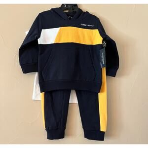 NWT Kenneth Cole Toddler 3-Piece Navy/Yellow/White Toddler Sweatsuit | Size 2T
